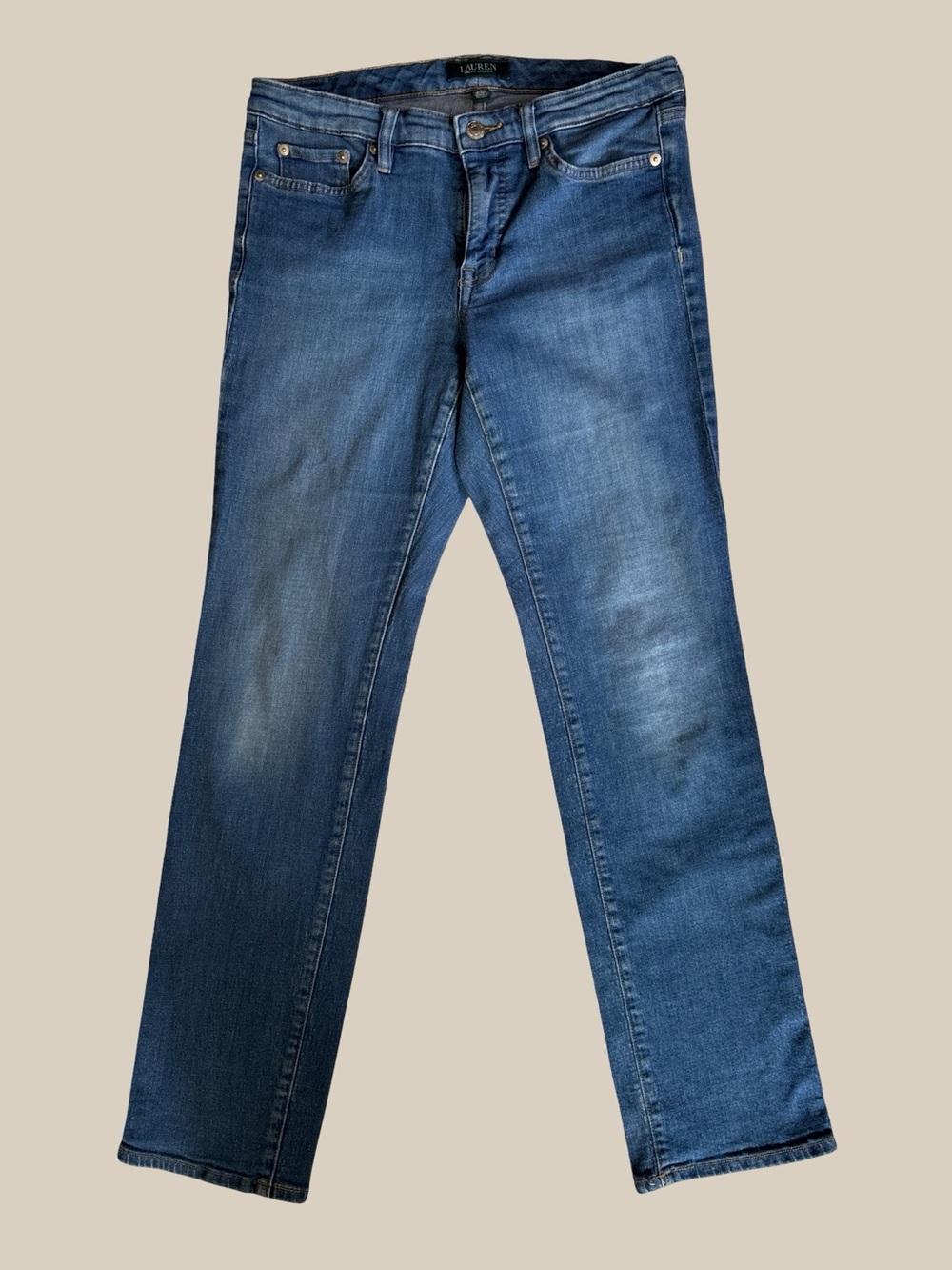 Lauren Ralph Lauren Straight Leg Jeans Stretch Denim Whispering Medium Wash SZ 8